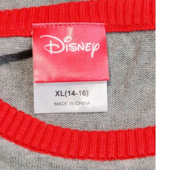 Disney Minnie Mouse Christmas Tree Light Up Holiday Sweater Gray Red Juniors XL - Picture 5 of 7